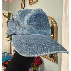 Y2K Harley Davidson denim hat